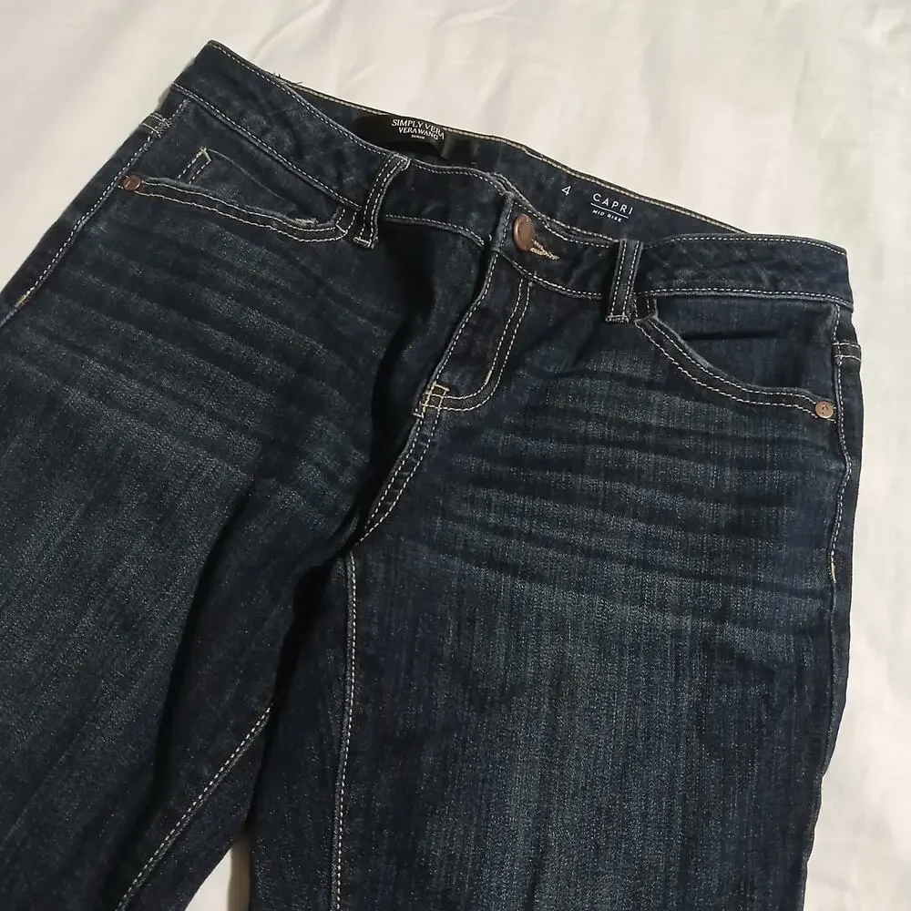 Simply Vera Vera Wang Denim 4 Capri Mid Rise Dark-Wash Straight Leg